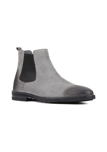Shoetyle - Gri Süet Deri Erkek Chelsea Bot 250-201-897-gri