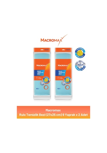 Macromax Rulo Temizlik Bezi 27x25 Cm 9 Yaprak X 2 Adet
