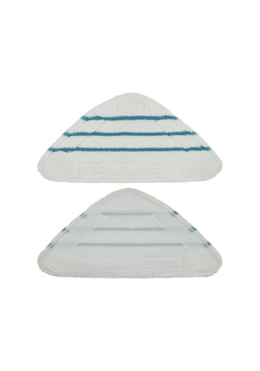 Kangvka 2 Adet Mikrofiber Buhar Temizleyici Yerine Geçici Mop Başlığı, Yıkama Uygun, Üçgen Tipi Beyaz - Mavi