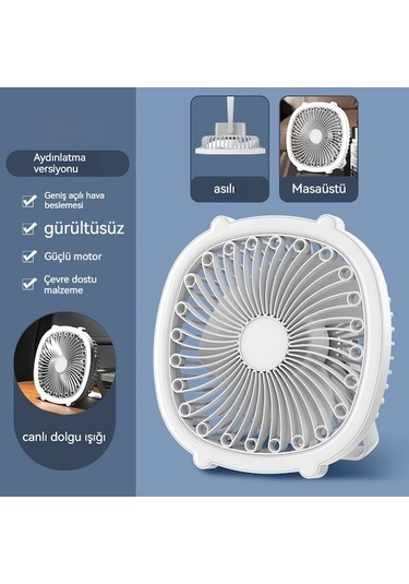 Usb Masaüstü Fanı Şarj Edilebilir Döngü Yüksek Rüzgar Fanı 000-beyaz Nz Beyaz