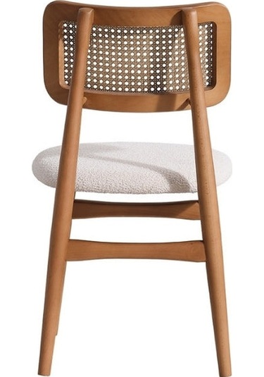 Helios Hazeranlı Natural Ahşap Bohem Sandalye Ceviz - Beyaz