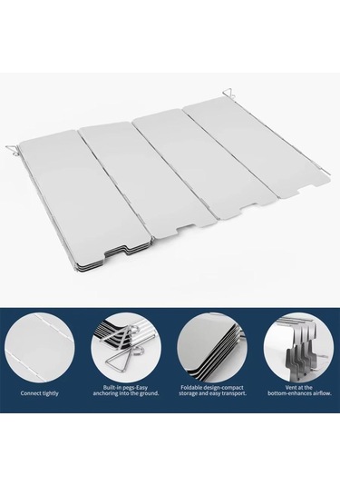 Katlanır Gaz Ocağı Rüzgar Kalkanı Rüzgar Geçirmez Hava Deflektörü Kasetli Ocak Rüzgar Kalkanı Kamp Aletleri Diğer