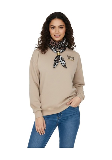 Baglan Kadın Spor Sıfıryaka Sweatshirt Fular Lı Bgl-st05062 Bej