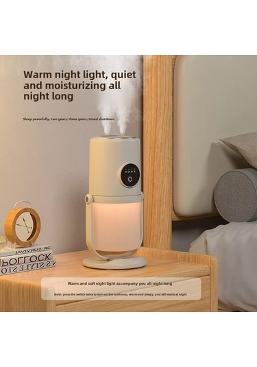 Sones Masaüstü Çift Portlu Nemlendirici Taşınabilir Mini Hava Temizleyici Gece Lambasıyla, Renk: Bej+taban