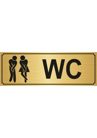 Bay Bayan Wc Yazısı 7*20Cm Gümüş Altın Renk Metal S01