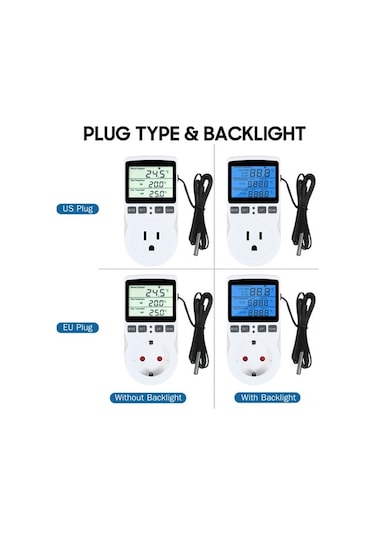 Çok Fonksiyonlu Dijital Termostatlı Priz - Isıtma/soğutma Modu, Zamanlayıcı, -40 C-120 C, 100-250vac, Eu Standart