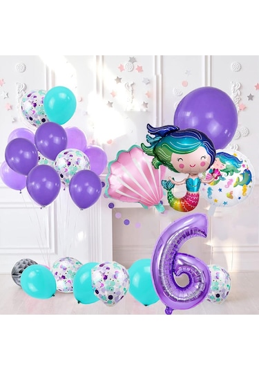 6 Yaş Deniz Kızı Temalı Doğum Günü Parti Kutlama Seti Konsept 2