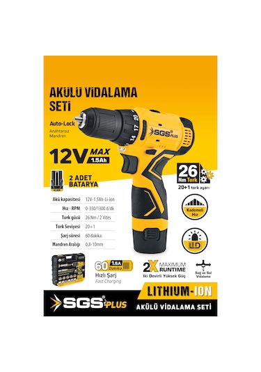 Sgs 5131 Li-on 12 V Çift Akülü Vidalama Makinesi
