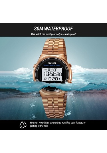 Fastbuy Skmeı 1882 Çok Fonksiyonlu Erkekler 30m Su Geçirmez Paslanmaz Çelik Dijital Bilek Saati Siyah Beyaz Çok Renkli