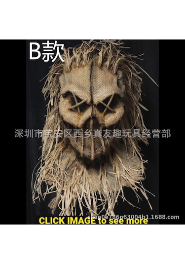 Amazon'un Yeni Cadılar Bayramı Korkuluk Maskesi Patlama Korkuluk Maskesi Fiziksel Nesnelerin Tam Seti Korkuluk B Tipi