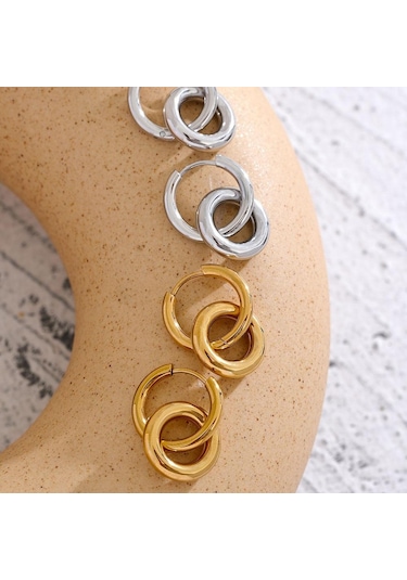 Gümüş Eetit Paslanmaz Çelik Yuvarlak Hollow Damla Halka Küpe Charm Metal 18k Pvd Kaplama Su Geçirmez Yüksek Kalite Günlük Takı 2023 Hediye Gümüş