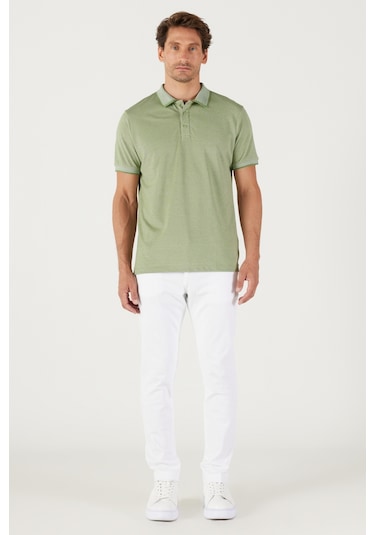 Ac&Co / Altınyıldız Classics 4A4820200047Ysls Düğmeli Polo Yaka Cepsiz Slim Fit Erkek Tişört Yeşil