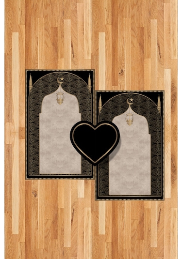 Kalpli Çift Seccade Diz Ağrıtmayan Yumuşak Namazlık Hediyelik Seccade Siyah