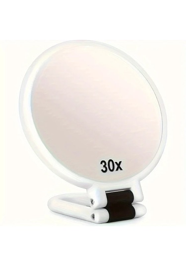 Oldfriend Büyütmeli Katlanır Makyaj Aynası 1x 30x Çift Taraflı Portatif Seyahat Aynası Beyaz Cımbız Beyaz