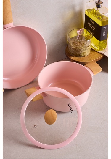 Danish Cook Pink İndüksiyon Tabanlı 7 Parça Tencere Seti Pembe