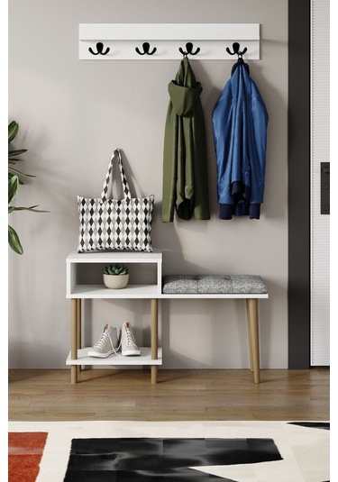 Puflu Ayakkabılık Raflı Ayakkabılık Iki Raflı Ayakkabılık-beyaz Beyaz