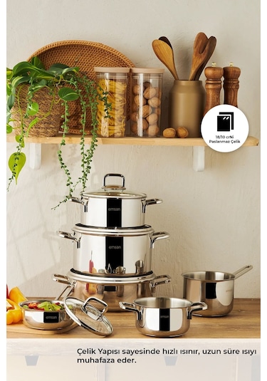 Emsan Cocinero 10 Parça Çelik Tencere Çeyiz Seti