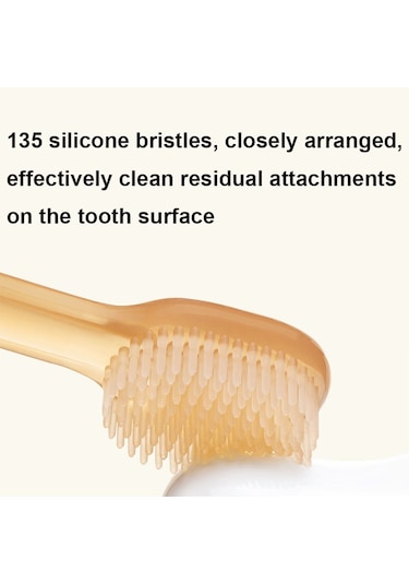Sones Gıda Sınıfı Silikon Bebek Süt Diş Fırçası + Dil Fırçası Çocuk Ağız Temizleme Fırçası, Renk: Bej