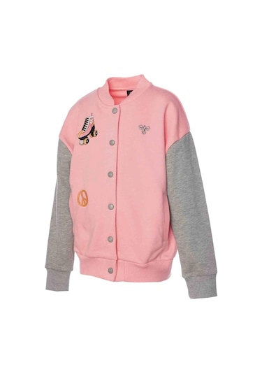 Hummel Dagnes Bomber Çocuk Pembe Yuvarlak Yaka Ceket Pembe