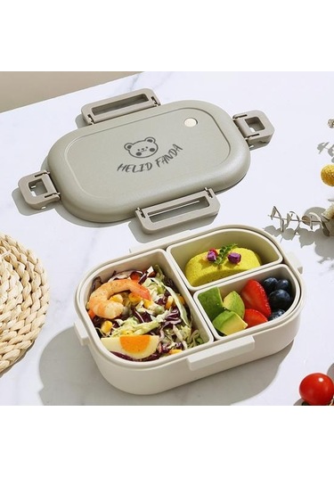 Beyaz Yemek Kutusu Bpa İçermeyen Mikrodalga Güvenli Büyük Kapasiteli Sızdırmaz Bento Kutusu Taşınabilir Bölünmüş Gıda Saklama Kabı