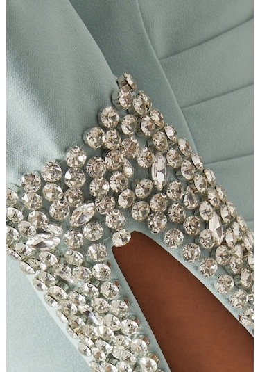 Ac By Aanchal Chanda Crystal - Embellished Kristal Işlemeli Maxi Kadın Elbise Yeşil