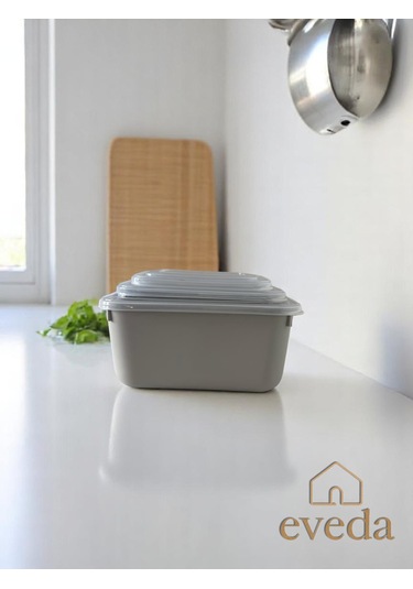 Eveda Snaplid Line Dikdörtgen Üçlü Set Bej-2 Düz