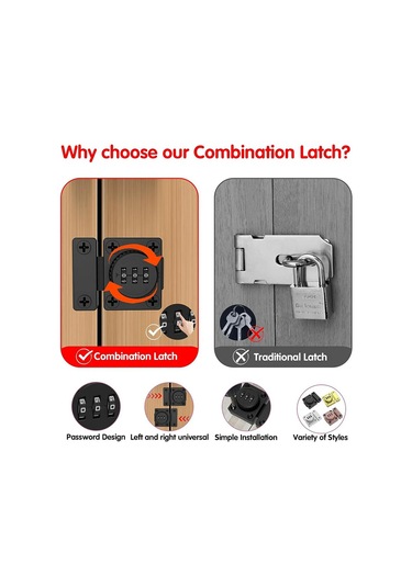 Fosenze Siyah Çinko Alaşımlı Anahtarsız 3-hane Kodlu Dolap, Çekmece, Gardırop Kilit Kolay Kurulum, Güvenli, Çok Yönlü Uyumlu