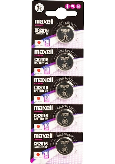 Maxell Cr2016 3v Lityum Düğme Pil 5 Li Kartela 5 Adet