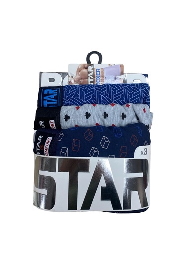 Dodes Star 105 Desenli Jakar Erkek 3'lü Kemer Boxer Desenli