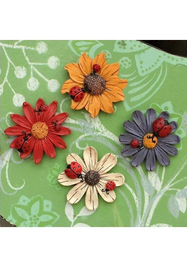 4 Adet Çiçekli Buzdolabı Mıknatısı Buzdolabı Çıkartmaları Güzel Çiçekler Reçine Çıkartmaları Renkli Bahçe Çit Kapı Duvar Çıkartmaları Rastgele Stil Diğer