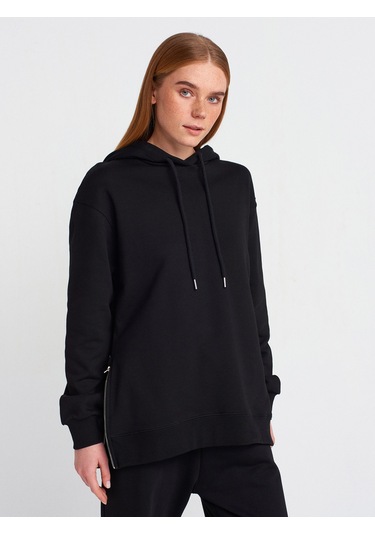 Dilvin 40401 Yanları Fermuarları Sweat Siyah
