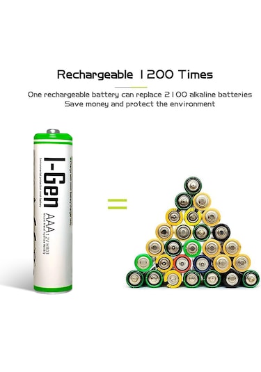 I-Gen B139 2 Adet AAA 900 mAh Şarj Edilebilir İnce Kalem Pil 1.2V Ni-MH Şarjlı Pil