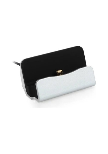 Xiyyadms Masaüstü Hızlı Şarj + Veri Transferi Desteği, 3 Farklı Port Android, Type-c İle Uyumlu, Gümüş Renkli Telefon Dizüstü Şarj Üstü