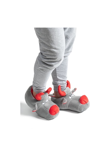 Twigy Boğa Erkek Hayvanlı Panduf Gri 41/46 AA0608 Gri