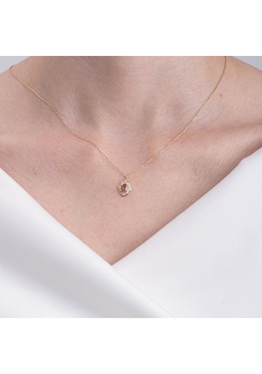 Vintage Zultanit Taşlı Minimal Tarz Tasarım 925 Ayar Doğal Taşlı Gümüş Kolye