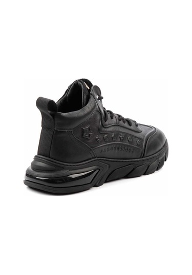 Siyah Hakiki Deri Erkek Bot & Bootie E02185051303 Siyah