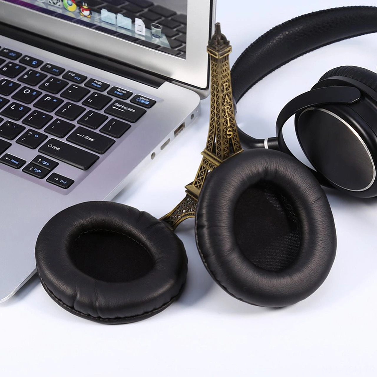 Qingmipy Sony/beyerdynamic/philips Kulaklıklar İçin 95mm Siyah Değiştirme Kulaklık Yastığı - Pu Deri Ve Hafıza Köpüğü, Ses Kalitesini Artırır, Kolay Kurulum - 1 Çift Siyah