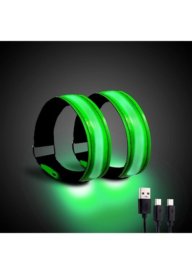 Kangvka Yürüyüş, Koşu Ve Bisiklet İçin Şarj Edilebilir Led Parmaklık 2 Adet , Yansıtıcı Özellikli, Hafif Ve Ayarlanabilir Çok Renkli