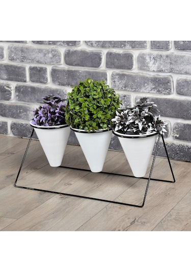 Fullreyon Vıpclass 3 Saksılı Metal Çiçek Standı - Saksılar Dahil - Vsb Diğer