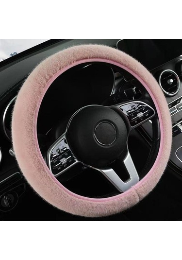 Pembe Seametal Kış Sıcak Peluş Araba Direksiyon Araba İç Aksesuarları Kapakları