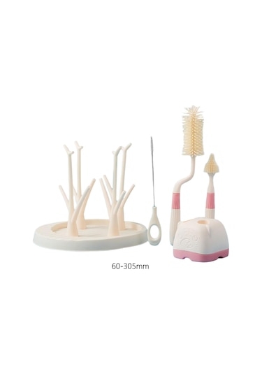 Suntek Biberon - Şişe Fırça Seti ve Kurutma Standı Bej