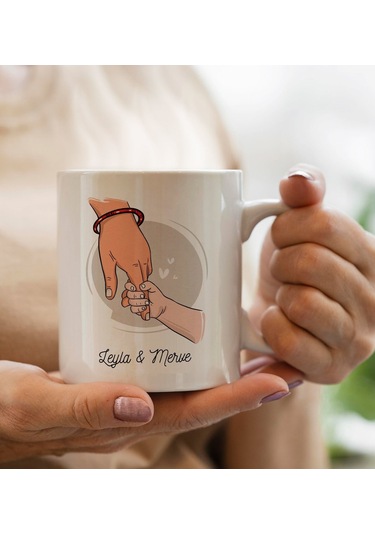 Bk Gift Kişiye Özel Anne-çocuk El Tasarımlı Kupa Bardak -2, Anneye Hediye, Yeni Doğum Hediyesi Kobitmeyencom30282 Bk Gift