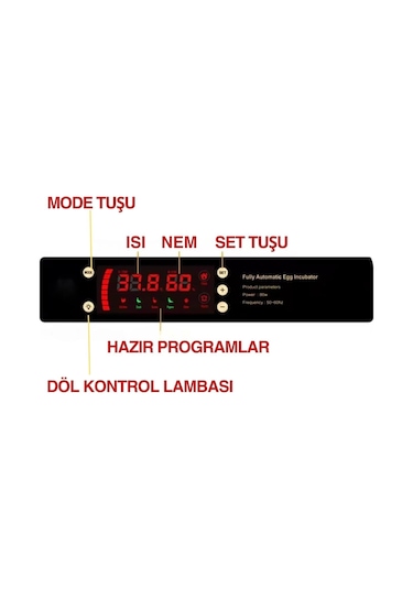 60 Yumurta Kapasiteli Tam Otomatik Kuluçka Makinesi - Civciv, Kaz, Hindi Ve Ördek Yetiştiriciliği Epo-w60