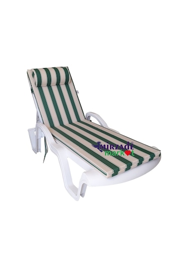 Mirzademarket Şezlong Minderi Lüks Su Geçirmez Kumaş Fermuarlı-Yeşil Krem