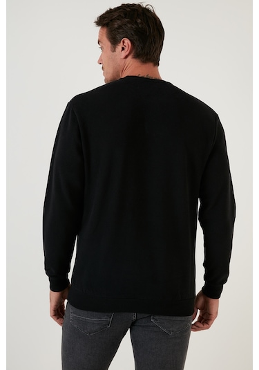 Buratti Slim Fit Bisiklet Yaka Pamuklu Erkek Kazak 456201 Siyah