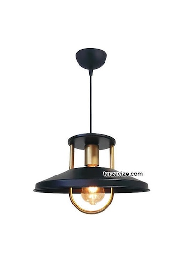 Tarzavize Trt40 Dekoratif Siyah Tekli Retro Modern Sarkıt Avize Siyah