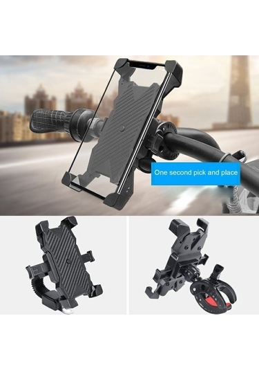 Pazly Otomatik Kilitlemeli Karbon Desenli Telefon Tutucu Braket - Rg -