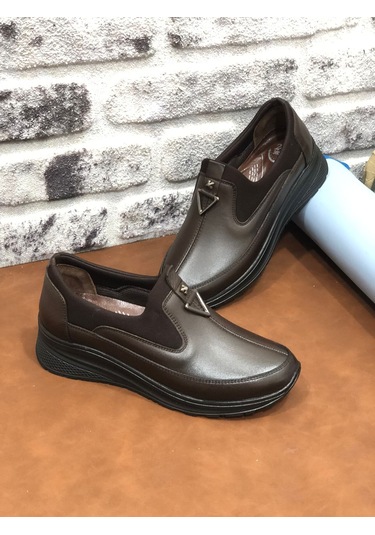 Marяka Hakiki Deri Tam Ortopedik Hafif Yumuşak Kadın Anne Ayakkabısı Kahve