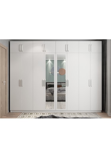 Hugo 8 Kapaklı Dolap Gardırop Beyaz