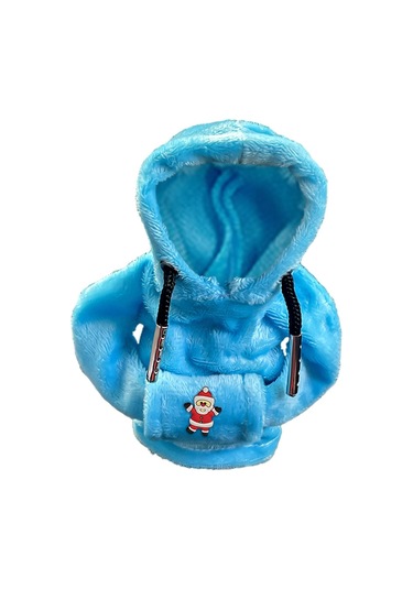 Suntek Yumuşak Peluş Noel Hoodie Vites Topuzu Kol Örtüsü Mavi Santa Sallayarak